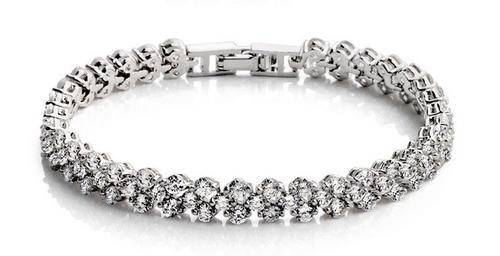 ***Dazzling Jewellery Lady's 925 Silver Swarovski Crystal Tennis Bracelets Gift