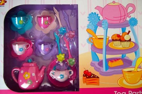 LetÃ¢ÂÂs have a TEA PARTY-Colourful and bright tea set with 3-tier Caddy! Best gift for XMAS!