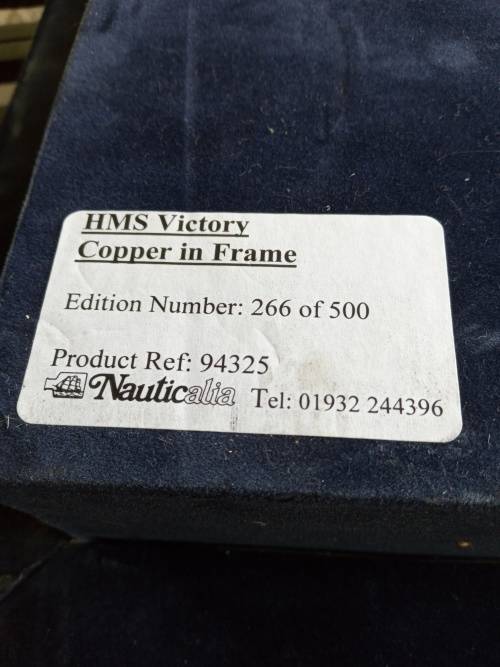 HMS VICTORY, FRAMED COPPER PLATE`