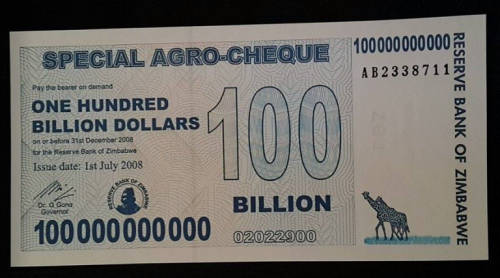 ZIMBABWE - BRILLIANT UNCIRCULATED ONE HUNDRED BILLION DOLLARS NOTE