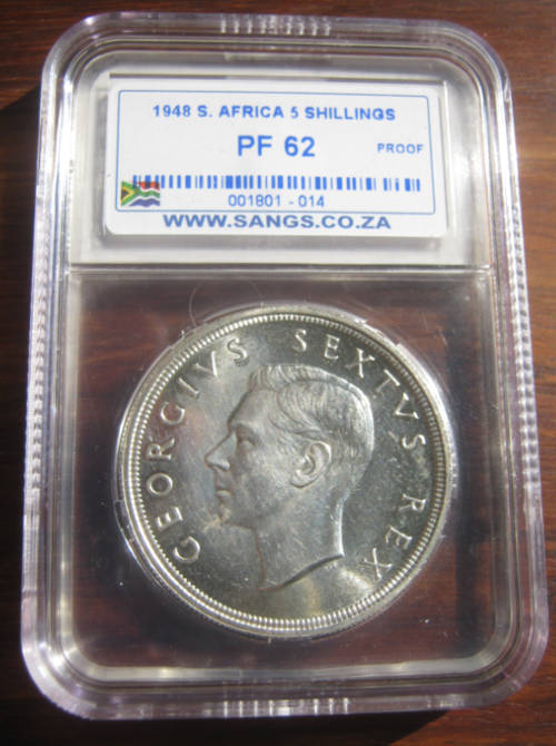 *** 1948 - UNION OF SA 5 SHILLING - SANGS GRADED PF62 - ONLY 1120 MINTED ***