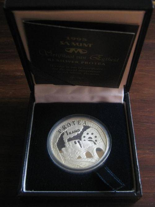 *** 1995 - PROOF R1 SILVER PROTEA SERIES - TRAIN - IN SA MINT BOX AS ISSUED ***