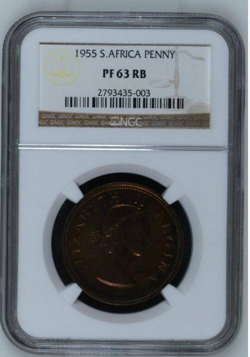 *** 1955 - UNION OF SA PENNY - NGC GRADED PF63 RB ***