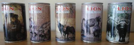 LION LAGER COLLECTORS CANS 5X WILD LIFE
