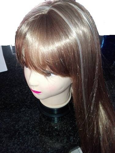 *spec*Wig with Bangs Colour 27/613 18inch Straight Adjustable Wig straps Same day Dispatch