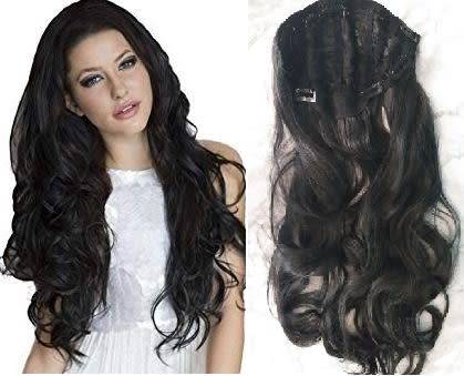 Half Wig Curly 26inch with Clips  Black same day dispatch
