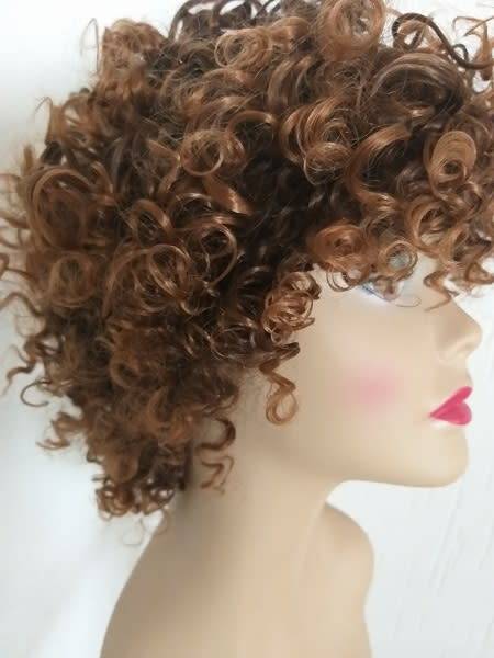 Curly wig two tone capless with adjustable straps same day delivery