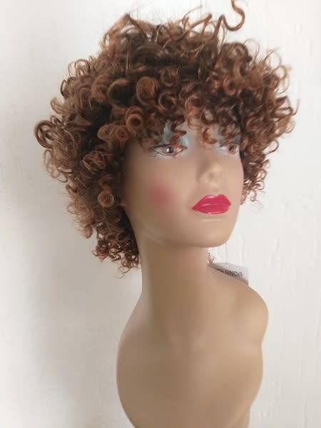 Curly wig two tone capless with adjustable straps same day delivery