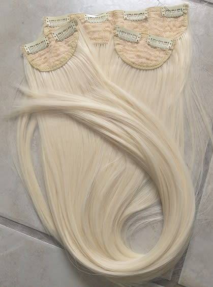 Clip in Hair Extensions Silky 62cm length 3 piece set,Blonde //Same day processing