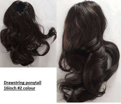 Ponytail Drawstring Dark brown 16 inch  same day processing