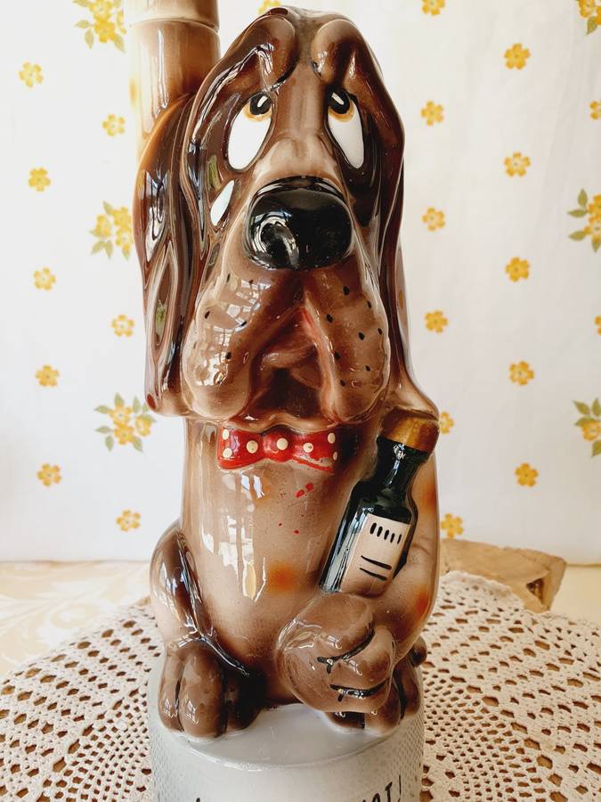 Vintage Large Basset Hound `The Last Shot` Ceramic Music Decanter