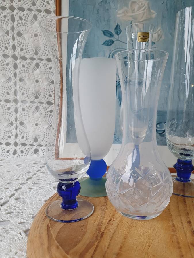 Vintage Clear & Frosted Glass Vases Bundle