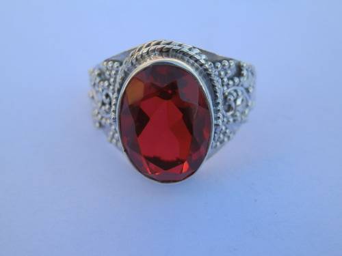 Sterling silver 5 ct fire garnet ring - thirty (30) days to pay