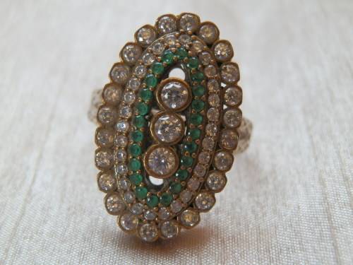 Sterling silver white and green quartz ring - thirty (30) days to pay