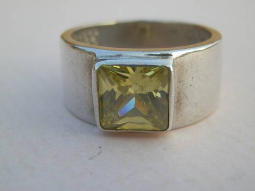 Sterling silver ring with green gem