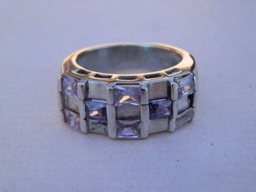 Sterling silver multi gem ring, 8.6 g.