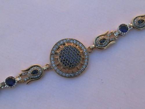 Sterling silver blue sapphire and topaz bracelet, 20 g.