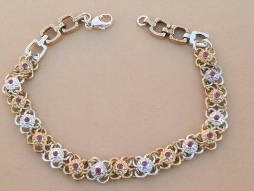 Sterling silver ruby bracelet, 12.8 g.