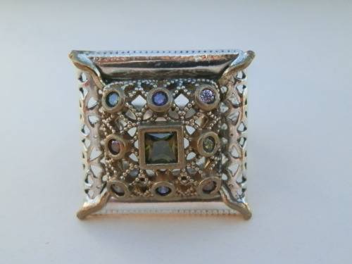 Exquisite sterling silver multi gem ring - weight 8.7 g.  Thirty (30) days to pay.