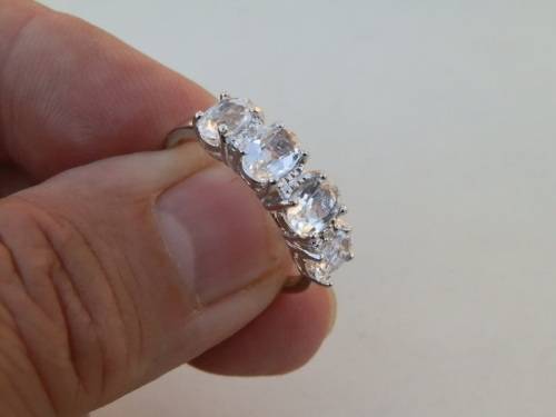 Sparkling SOLID sterling silver topaz and diamond ring - weight 2.9 g.  Thirty (30) days to pay