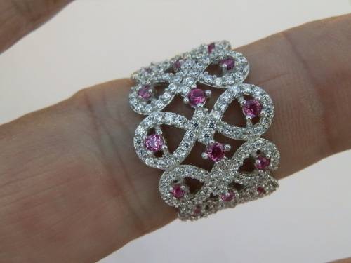 Magnificent solid sterling silver ruby ring - weight 4.3 g.