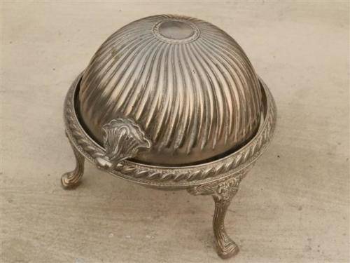 Lovely vintage silver butter dish with glass lining