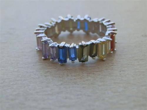 Spectacular solid sterling silverblue sapphire, amethyst and topaz ring - weight 4.26 g.