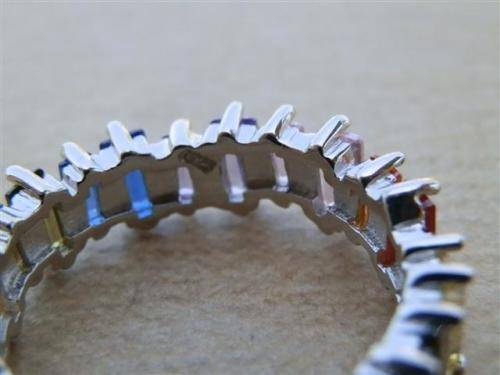 Spectacular solid sterling silverblue sapphire, amethyst and topaz ring - weight 4.26 g.