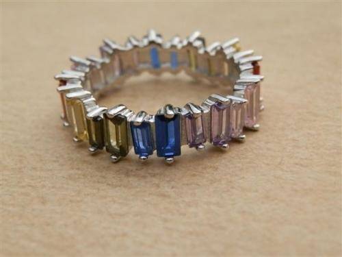 Spectacular solid sterling silverblue sapphire, amethyst and topaz ring - weight 4.26 g.