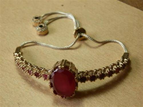 LATE ENTRY!!  Spectacular sterling silver ruby and blue sapphirebracelet - weight 18.46 g.