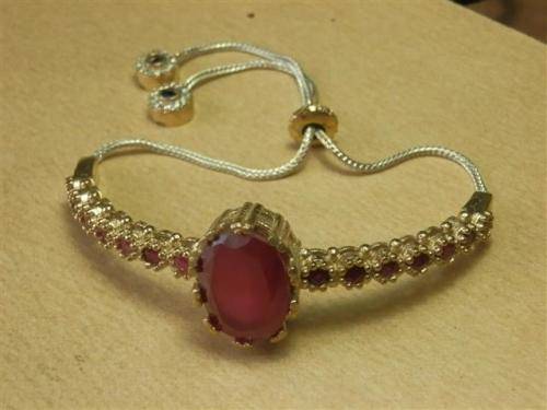 LATE ENTRY!!  Spectacular sterling silver ruby and blue sapphirebracelet - weight 18.46 g.