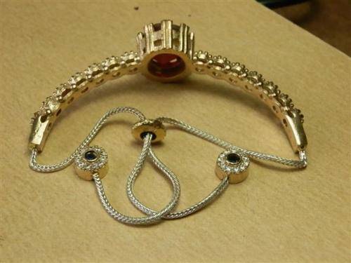 LATE ENTRY!!  Spectacular sterling silver ruby and blue sapphirebracelet - weight 18.46 g.