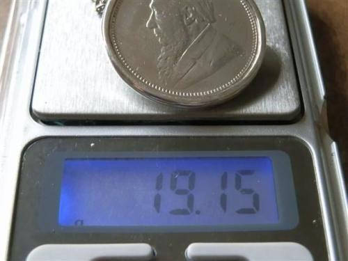 Antique 1896  Kruger 2 shilling coin sterling silver pendant on rope chain - weight 19.15 g.