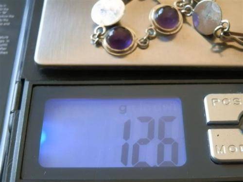 Astonishing solid sterling silver natural amethyst bracelet - weight 12.6 g.