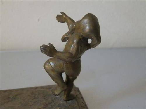 Antique brass gnomes paper weight