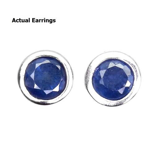 Charming Sold Sterling Silver Natural Blue Sapphire Earrings