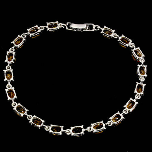Spectacular Solid Sterling Silver Natural Citrine Bracelet