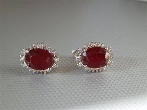 Stunning Solid Sterling Silver Natural Dark Red Ruby Earrings