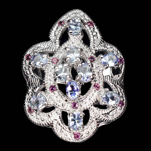 Fabulous Natural Tanzanite Ring, 14 ct White Gold over Solid Sterling Silver, no Tarnish