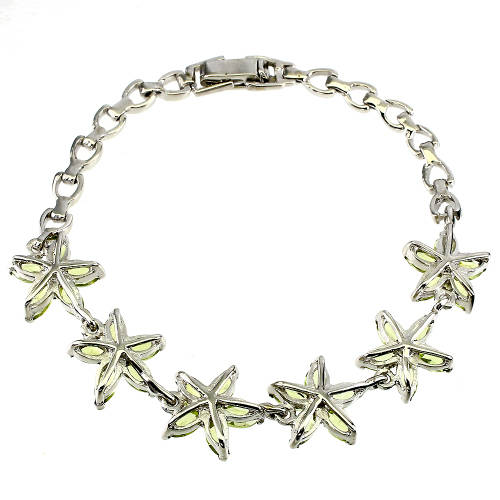 Charming Genuine Peridot Bracelet Solid Sterling Silver 14 ct White Gold Ensure no Tarnish