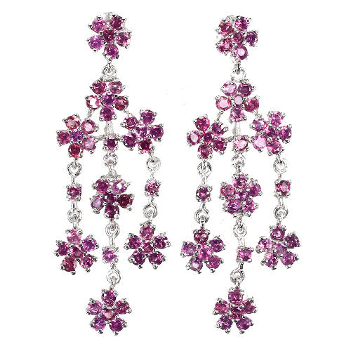 Heavy Earth Mined 6 ct Garnet Earrings Solid Sterling Silver 14 ct White Gold, no Tarnish