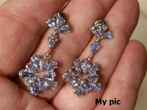 Fabulous Solid 925 Silver Natural Tanzanite Earrings - weight 7 g