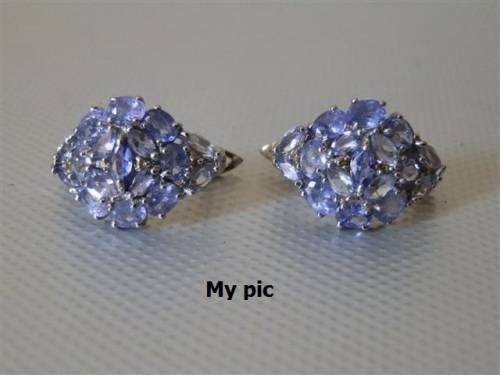 Natural Earth Mined Tanzanite and Sapphire Earrings Solid 945 Silver 14 ct White Gold, no Tarnish