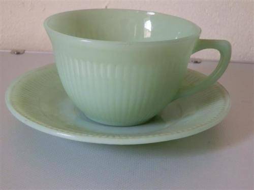 Antique Milk Glass Tea Cup and Saucer circa 1900