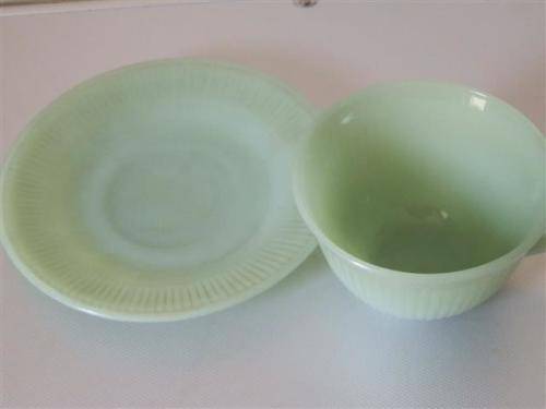 Antique Milk Glass Tea Cup and Saucer circa 1900
