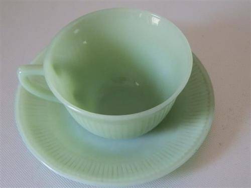 Antique Milk Glass Tea Cup and Saucer circa 1900