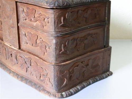 Antique Carved Wooden Jewellery Box