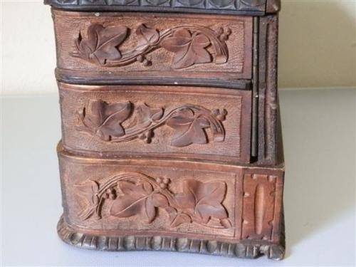 Antique Carved Wooden Jewellery Box