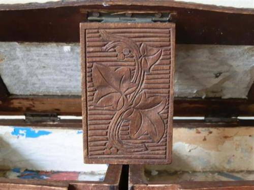 Antique Carved Wooden Jewellery Box