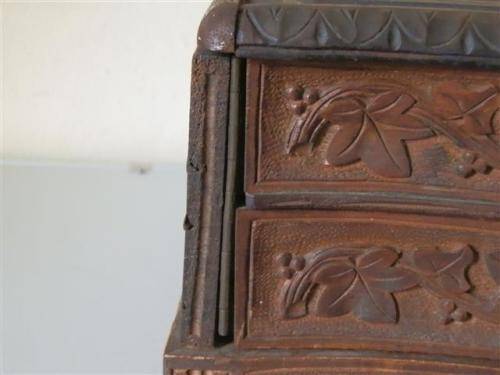 Antique Carved Wooden Jewellery Box